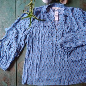 LOFT Sky Blue Paisley Top